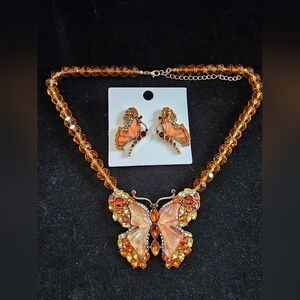 Butterfly Necklace And Earring Set